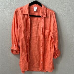Linen peach/coral casual shirt